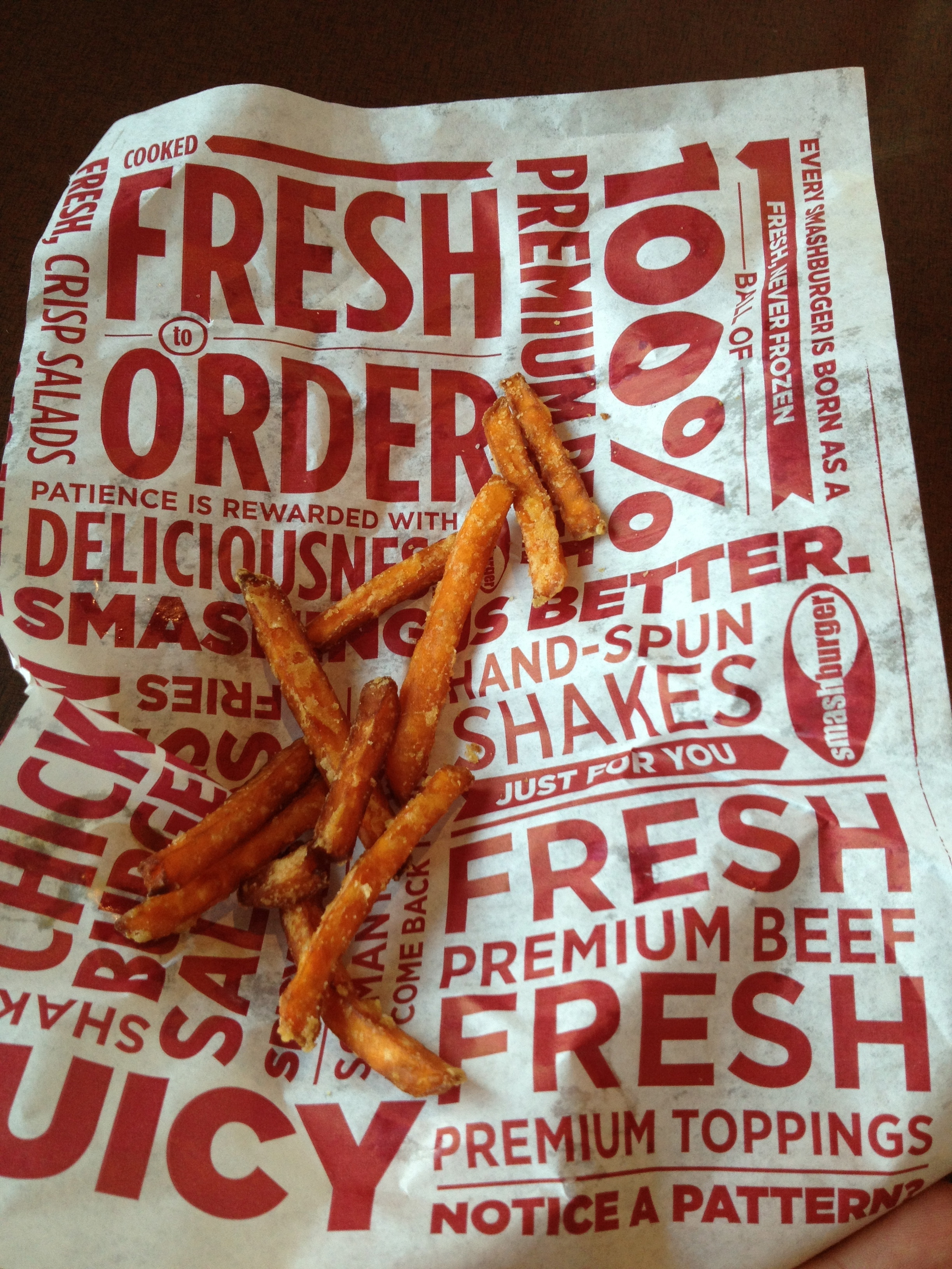 The Smashburger fry liner speaks.